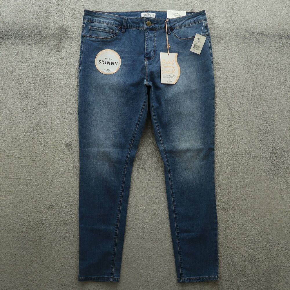 Royalty For Me Jeans Women's Size 14 Blue Mid-Rise Skinny Denim 30" Inseam NWT